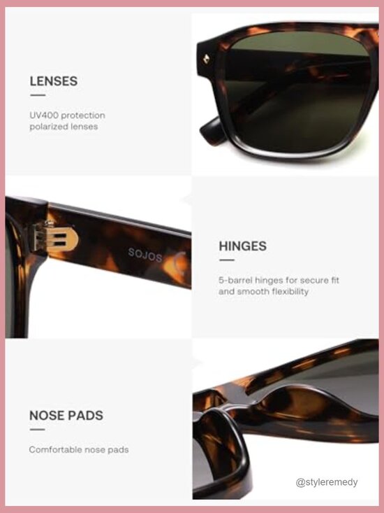 Retro Square Polarized Aviator Sunglasses with UV400 TAC Lenses main image 7